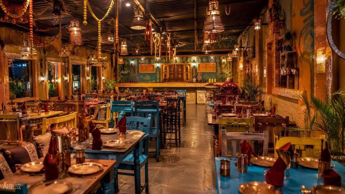 Apna Dhaba dining hall with festive decor — desi dhaba in Ahmamau Lucknow