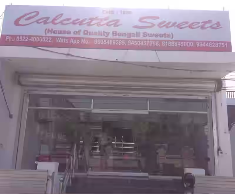 Calcutta Sweets shopfront in Charbagh, Lucknow — Bengali sweet shop