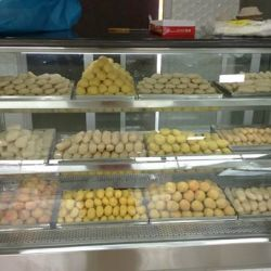 Bengali sweets display counter at Calcutta Sweets, Charbagh Lucknow