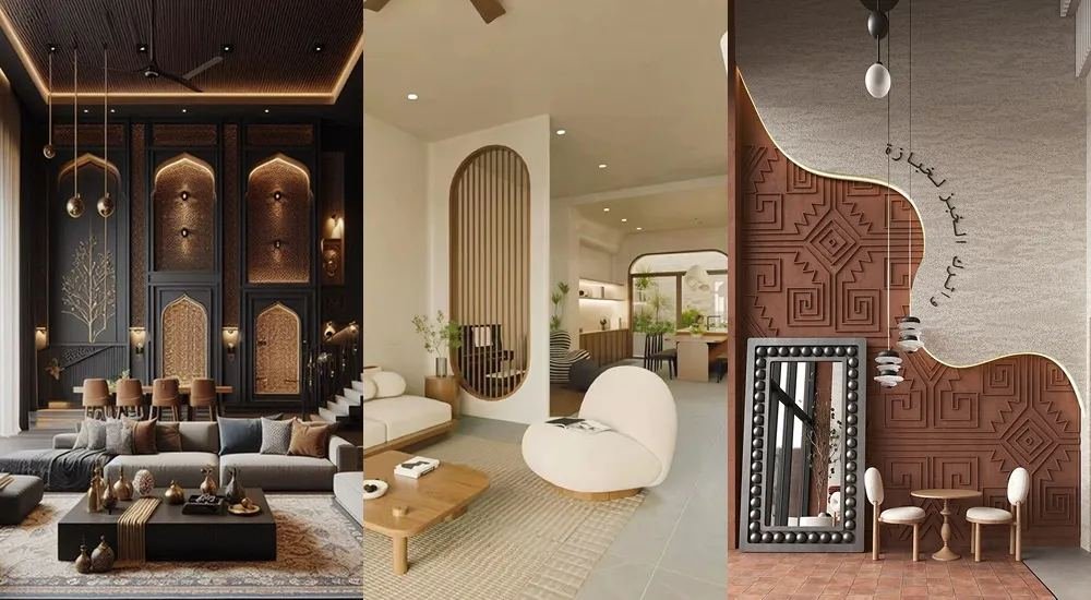 Luxury villa interior design concepts collage by Curated Comfort, Lucknow