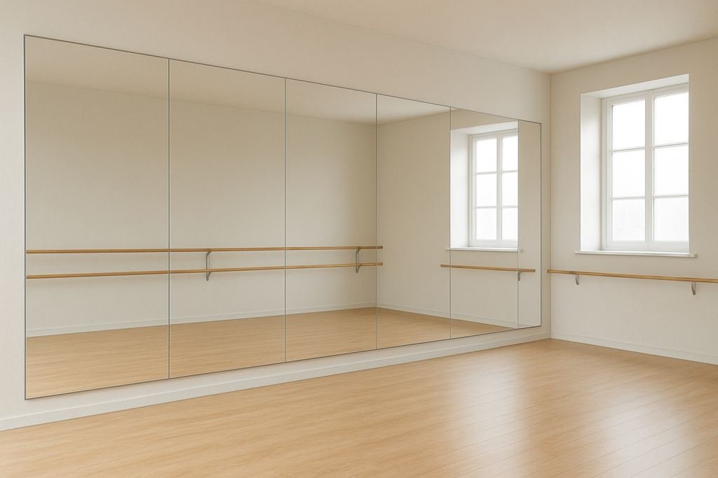 Mirrored dance studio with barre