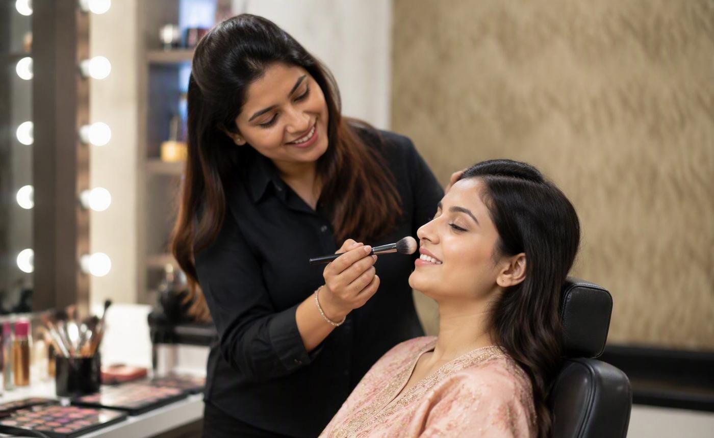 Didis Beauty Parlour staff at product shelf with Loreal products