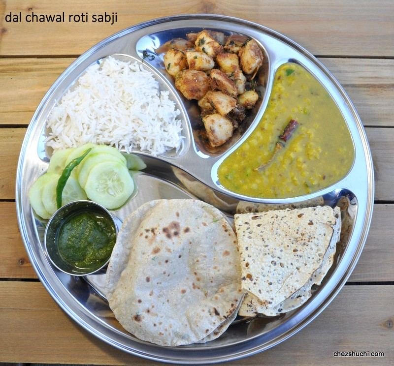 Home-style dal, chawal, roti and sabzi thali by Didis Food