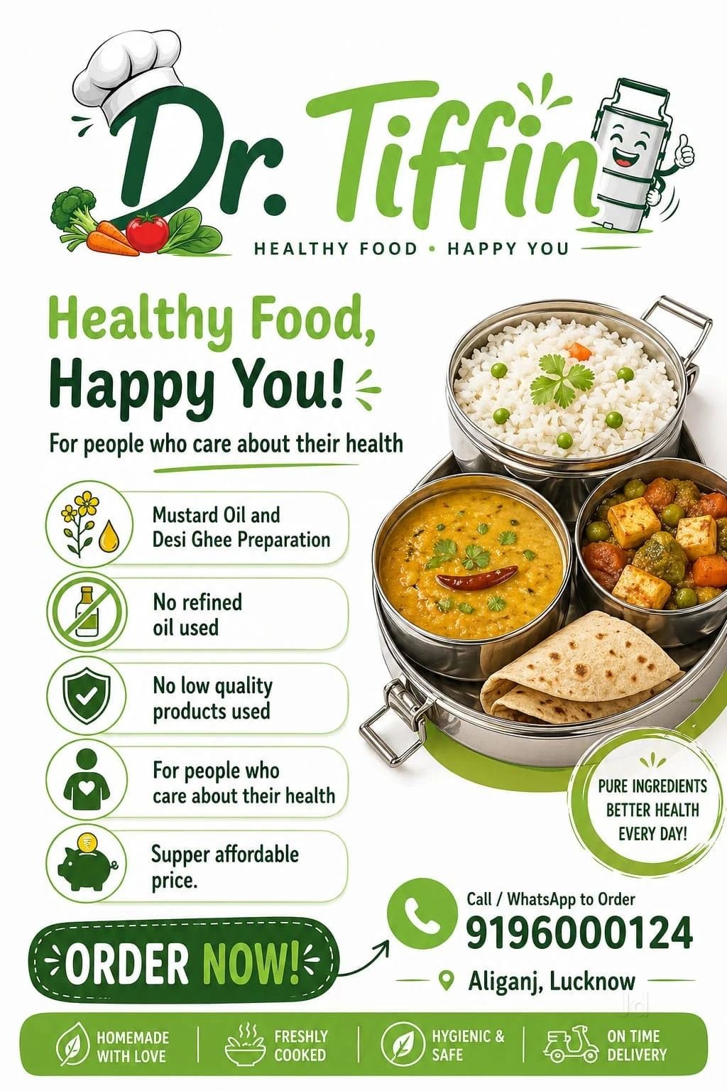 Dr. Tiffin service flyer, Aliganj Lucknow
