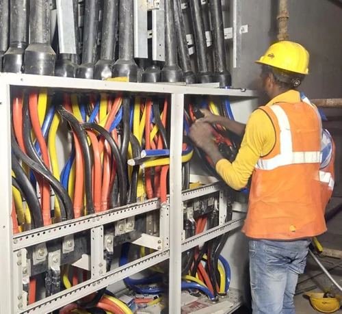 Electrician working on a cable panel — full house wiring in Gomti Nagar, Lucknow