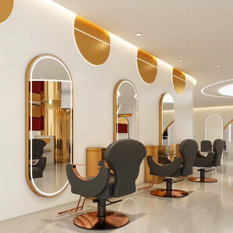 White-gold salon styling stations at premium salon Lucknow