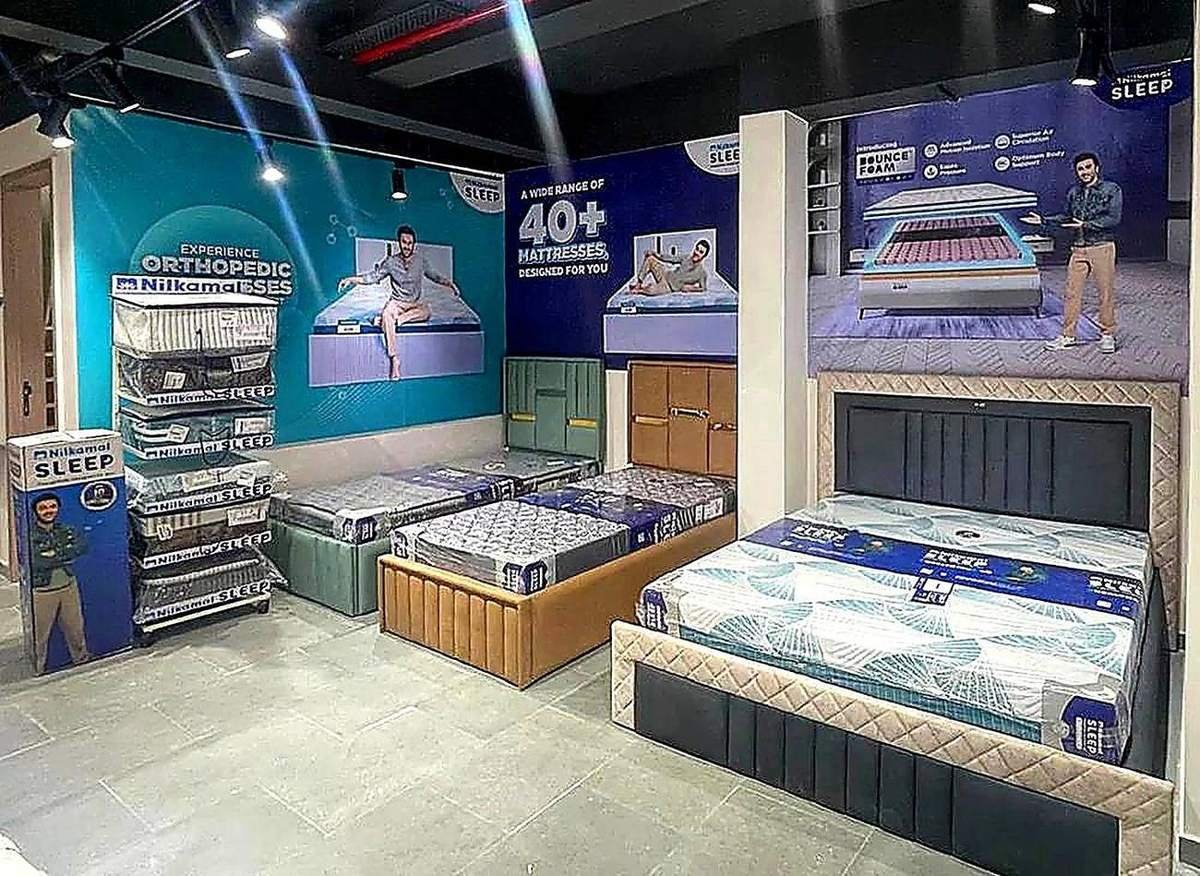 Mattress store display with orthopedic range at Harsh Foam Agencies, Lucknow