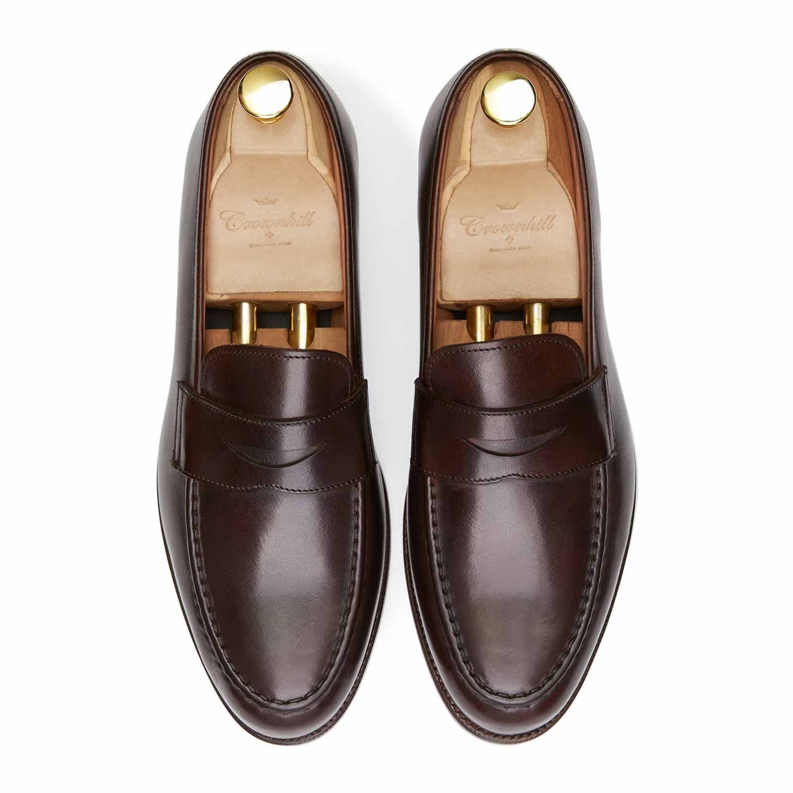 Brown leather penny loafers pair