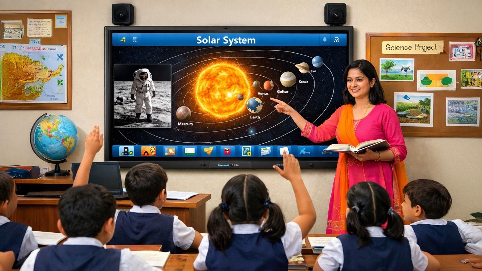 Smart board classroom session in progress