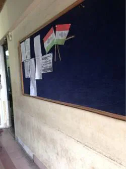 Notice board in the academy corridor