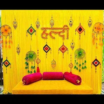 Haldi ceremony yellow backdrop decor by Nits Events, Lucknow