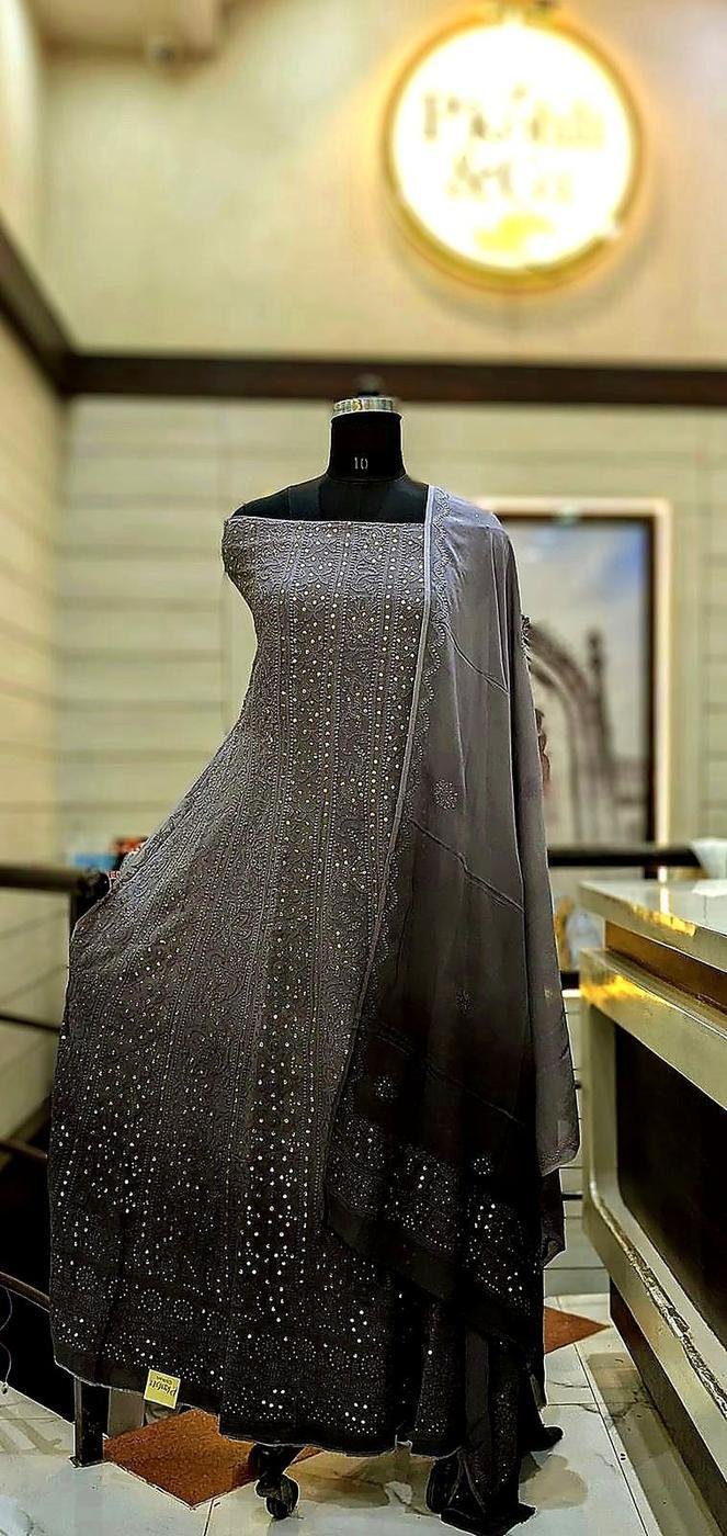 Mukaish work suit piece on mannequin at P. Kohli & Co