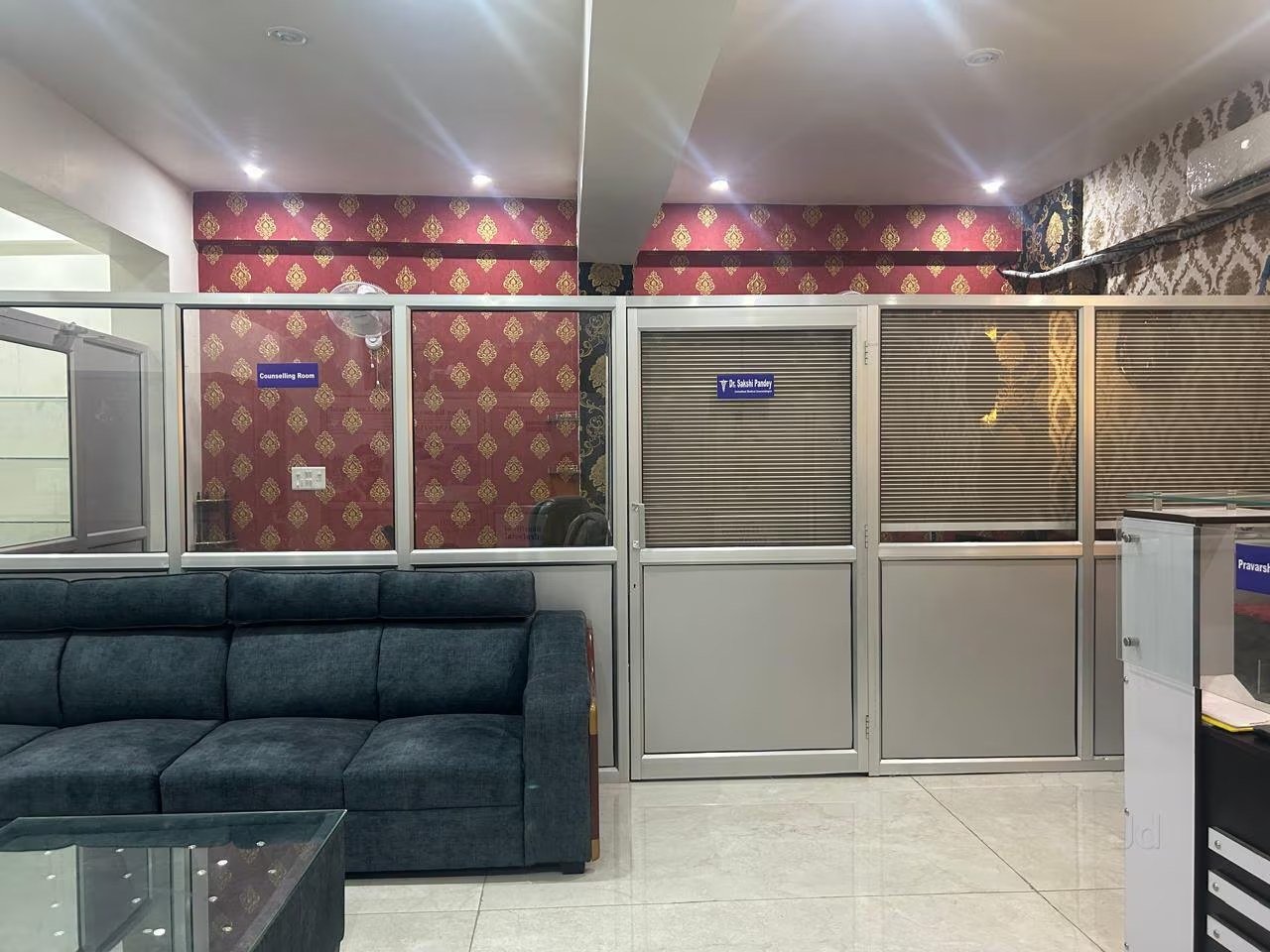 Corridor of private consultation rooms at Pravarshi