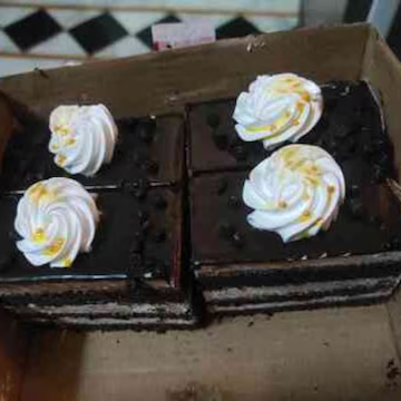 Chocolate cream pastries at Shama Bakery, Aminabad Lucknow