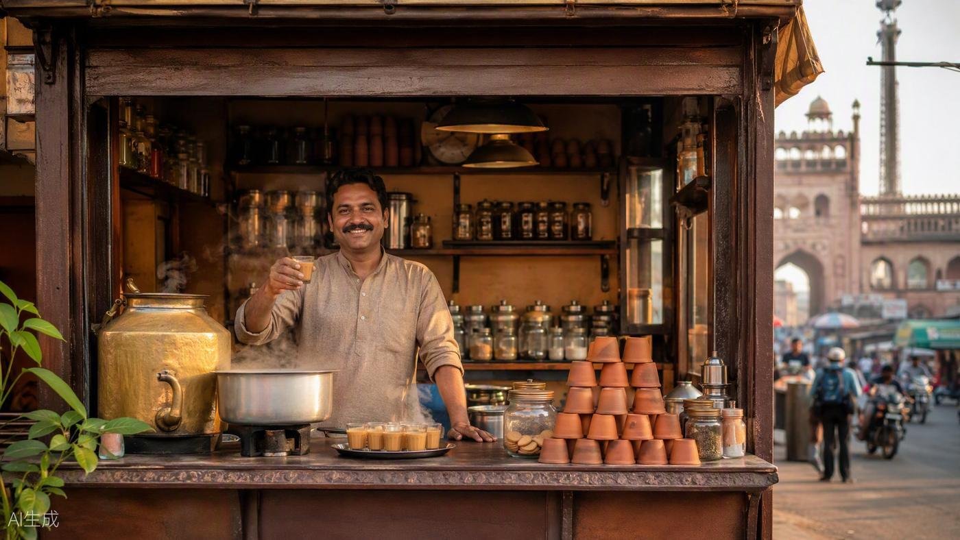 Sharma Ji Ki Chai shopfront — iconic kulhad chai stall in Lalbagh Lucknow