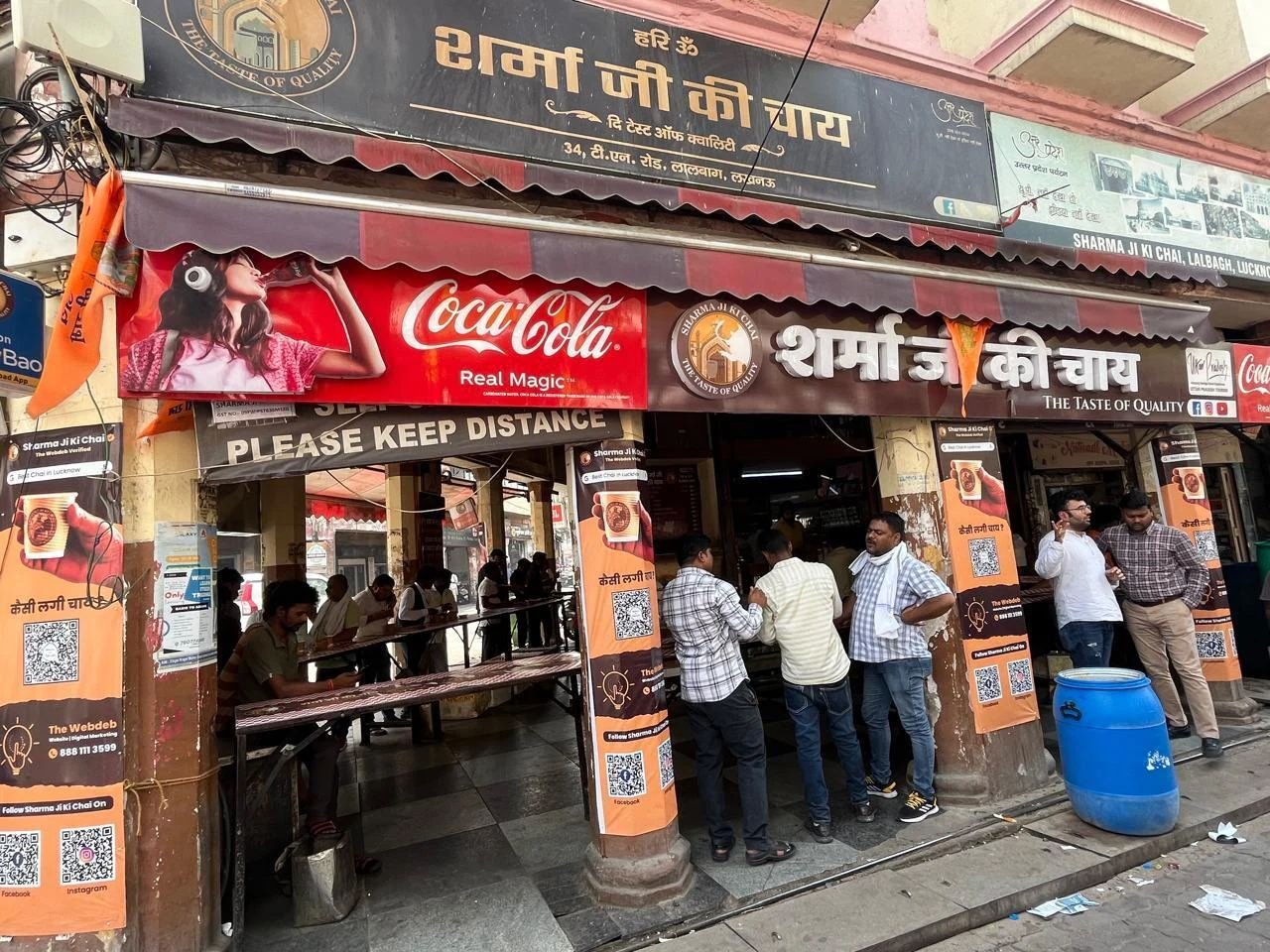 Customers at the counter of Sharma Ji Ki Chai, Lalbagh Lucknow