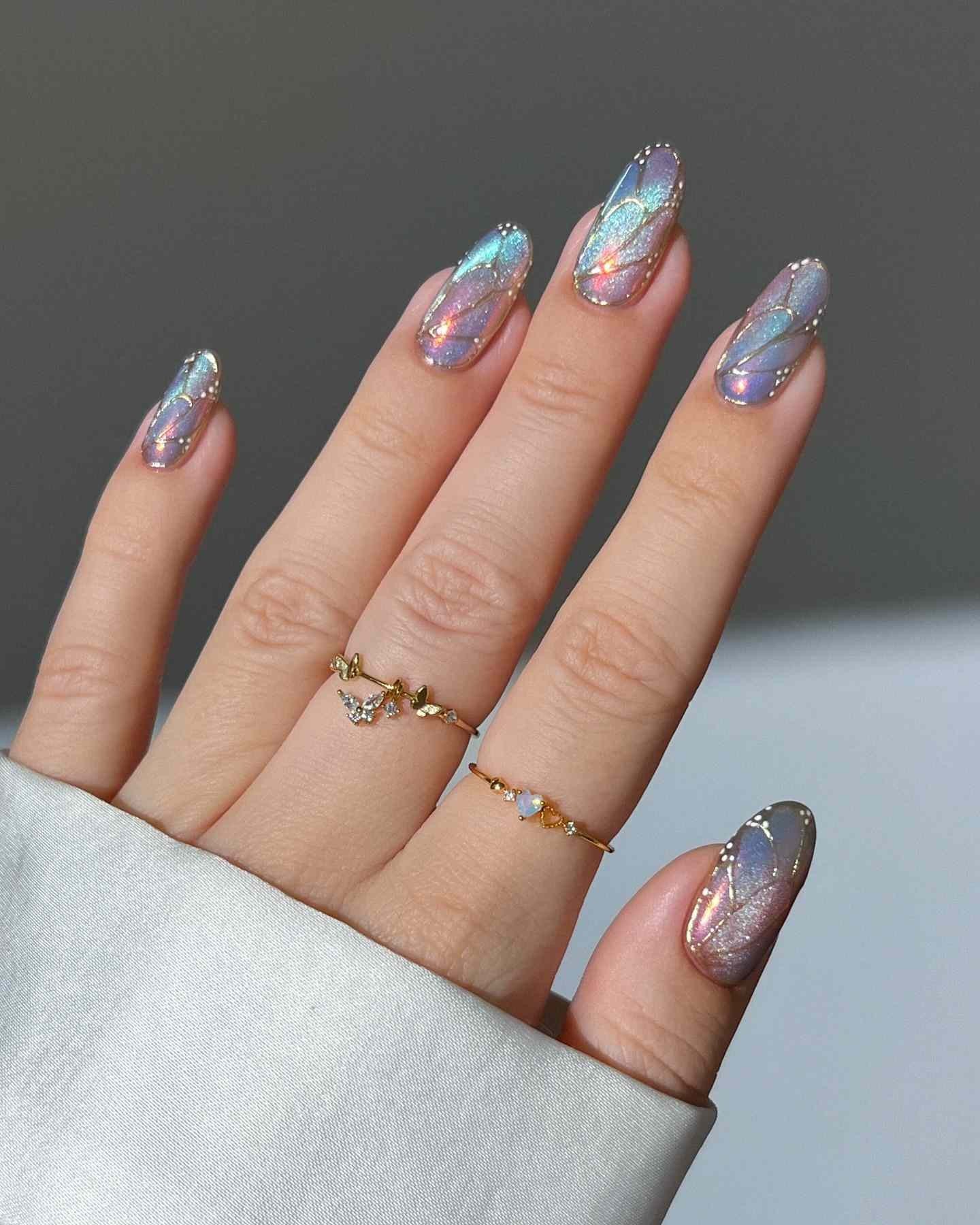 Chrome glazed nail art design at The Nail Palace Lucknow