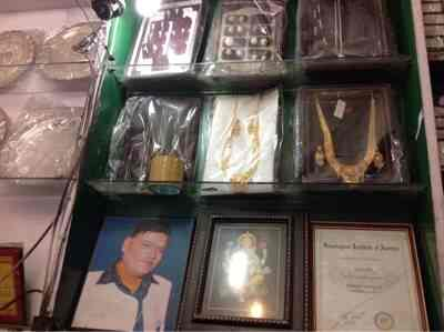 Necklace display shelves inside Tirupati Jewellers showroom